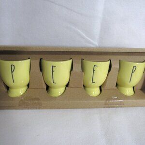 RAE DUNN YELLOW EGG CUPS NEW IN BOX  PEEP,   bundle and save